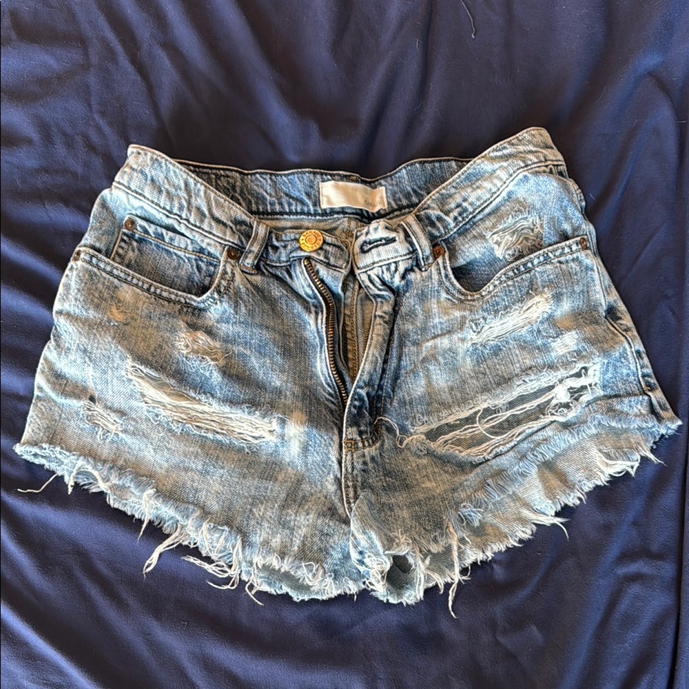 Distressed Denim Shorts